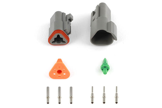 Plug and Pins Only - Matching Set of Deutsch DT-3 Connectors (DT06-3S + DT04-3P) - (13 Amp)